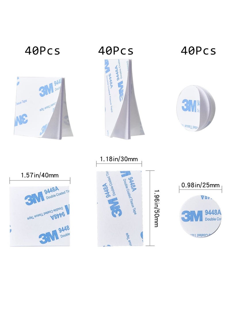 ثري ام 120 قطعة شريط فوم قوي مزدوج الجوانب، شريط ذاتي اللصق يتضمن مربع دائري ومستطيل، لاصق فائق الالتصاق مناسب للجدران والابواب والخشب والمعادن والزجاج والاوراق (ابيض) - Image 3